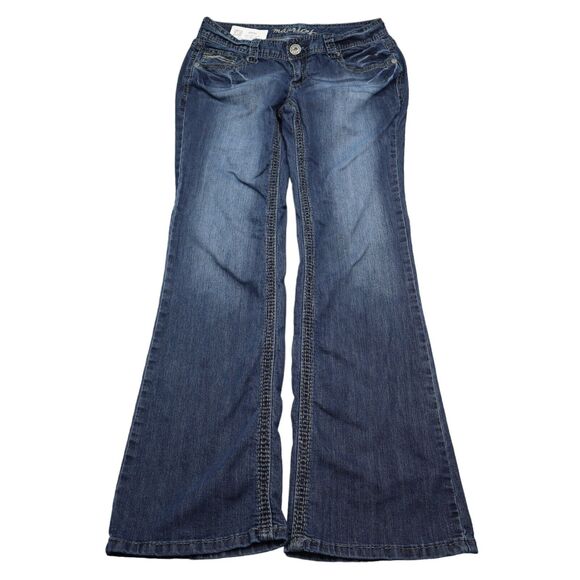 Maurices Pants Womens 8 Blue Mid Rise Flat Front Flared Dark Wash Denim Jeans - Picture 1 of 16